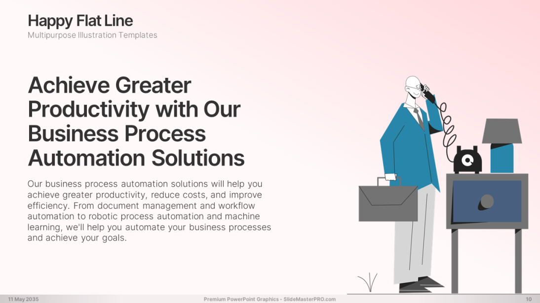 Happy Flat Line PowerPoint Graphics Templates 010 SlideMasterPRO