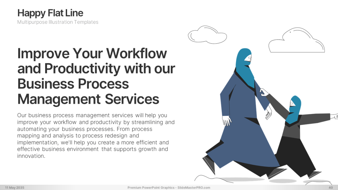 Happy Flat Line PowerPoint Graphics Templates 040 SlideMasterPRO