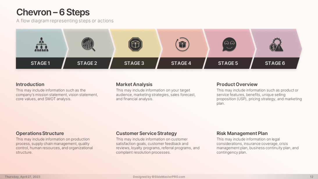 0004012 Light Color Chevron Arrow Diagram by SlideMasterPRO 0004012 Light Color Chevron Arrow Diagram by SlideMasterPRO